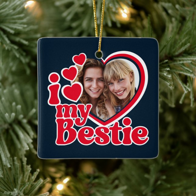 I Love My Bestie Photo Custom Ceramic Ornament (Tree)