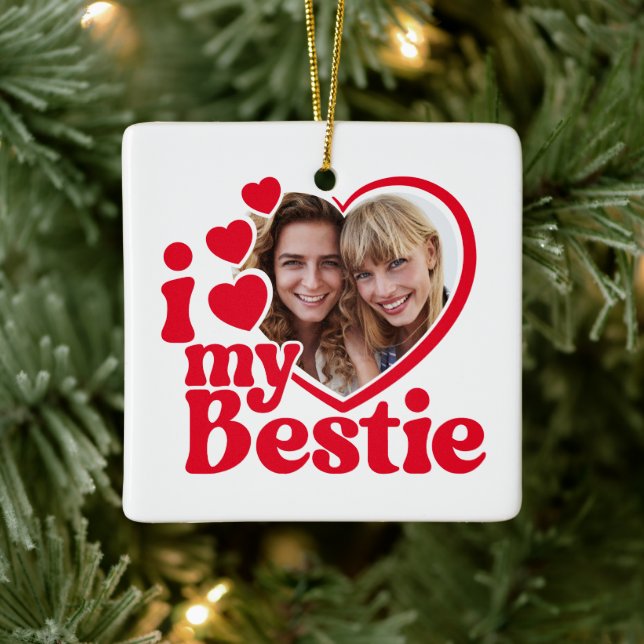 I Love My Bestie Photo Custom Ceramic Ornament (Tree)