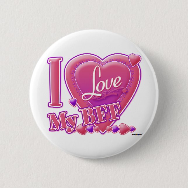 I Love My BFF pink/purple - hearts Button (Front)