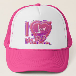 I Love My BFF pink/purple - hearts Trucker Hat