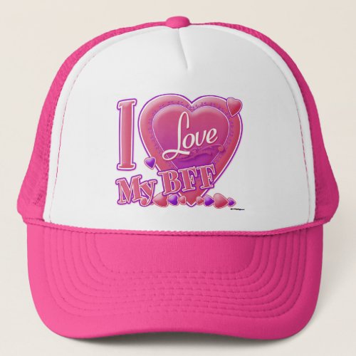 I Love My BFF pinkpurple _ hearts Trucker Hat