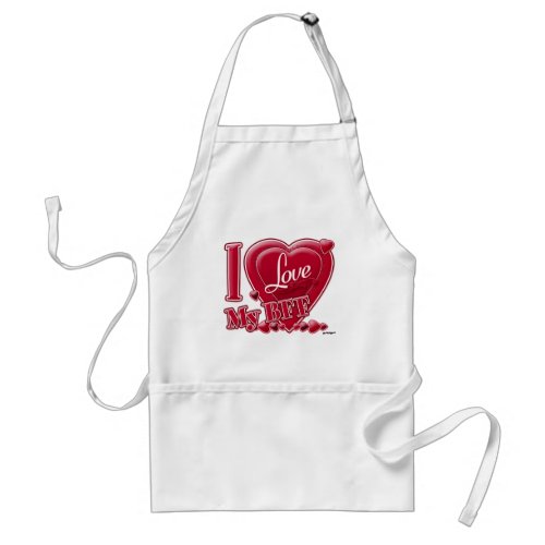 I Love My BFF red _ heart Adult Apron