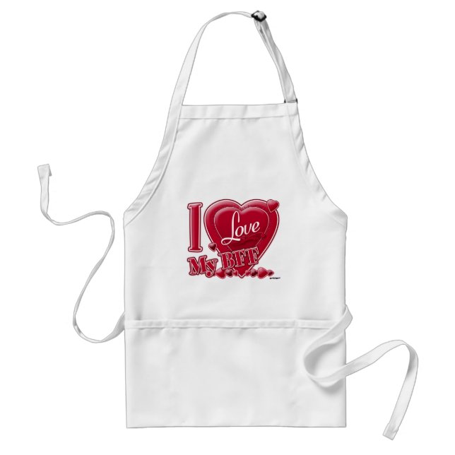 I Love My BFF red - heart Adult Apron (Front)