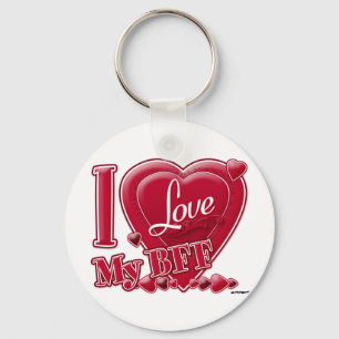 I Love My BFF red - heart Keychain