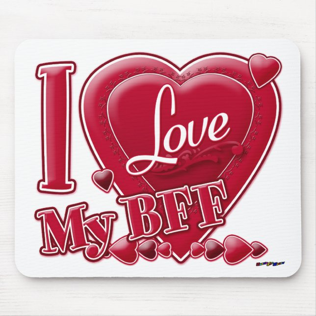 I Love My BFF red - heart Mouse Pad (Front)