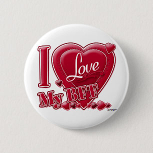 I Love My BFF red - heart Pinback Button