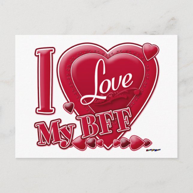 I Love My BFF red - heart Postcard (Front)