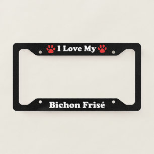 I Love My Bichon Frise Dog License Plate Frame