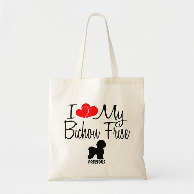 I Love My Bichon Frise Dog Tote Bag (Front)