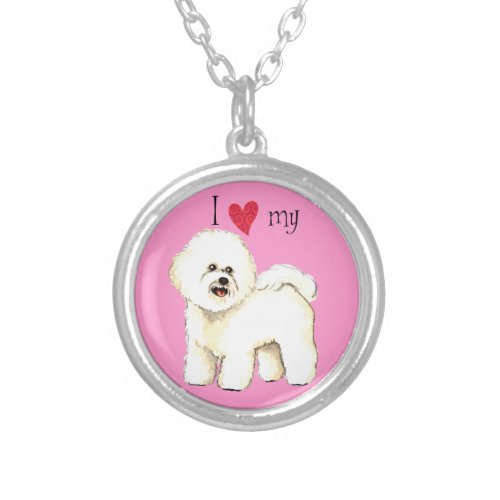 I Love my Bichon Frise Silver Plated Necklace