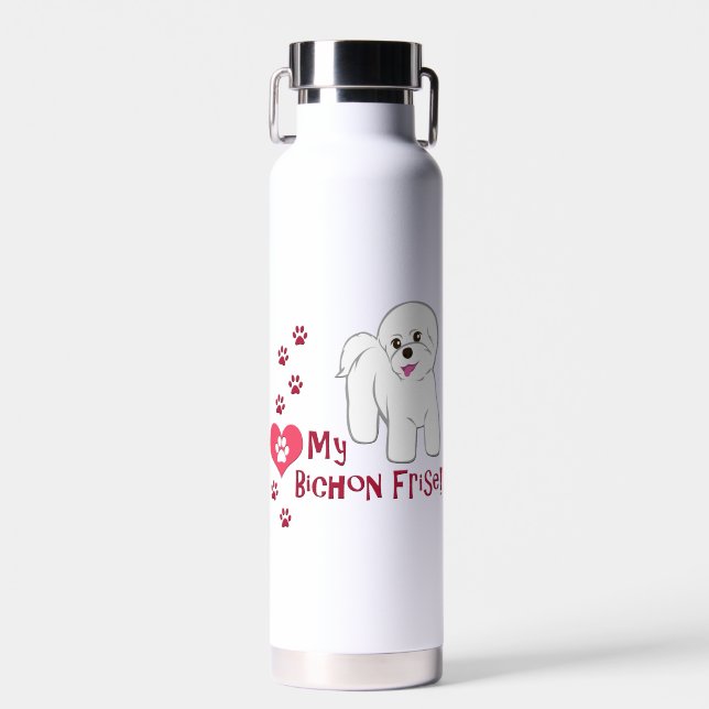 I Love My Bichon Frise! Water Bottle (Front)