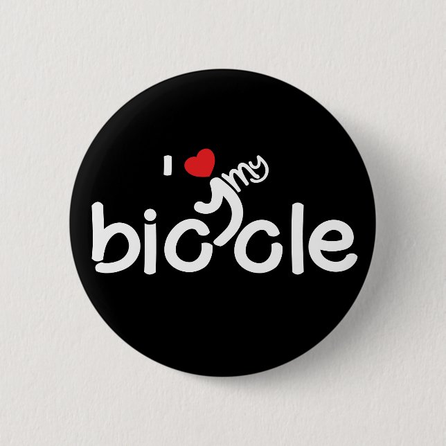 I love my bicycle typography button (Front)