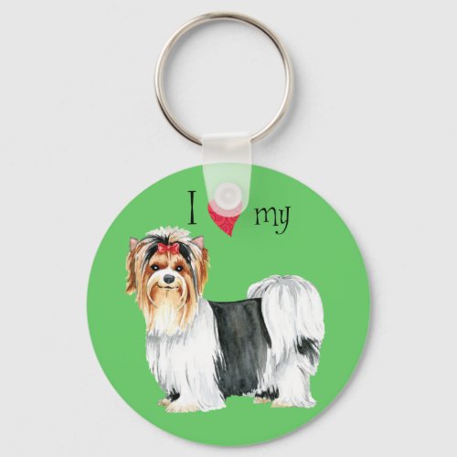 I Love my Biewer Terrier Keychain