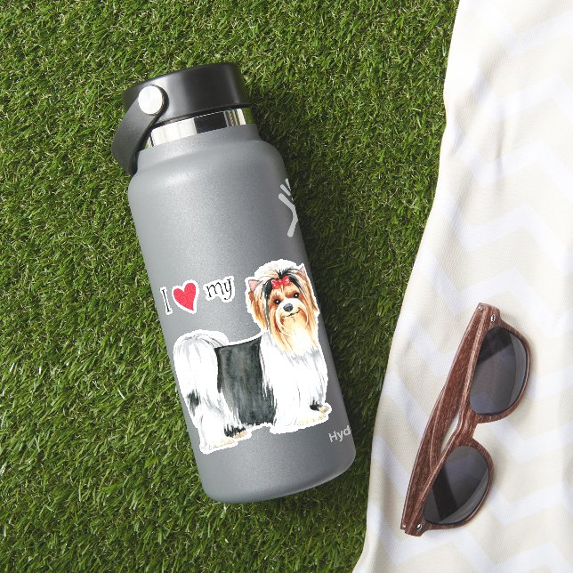 I Love my Biewer Terrier Vinyl Sticker (HydroFlask Insitu)