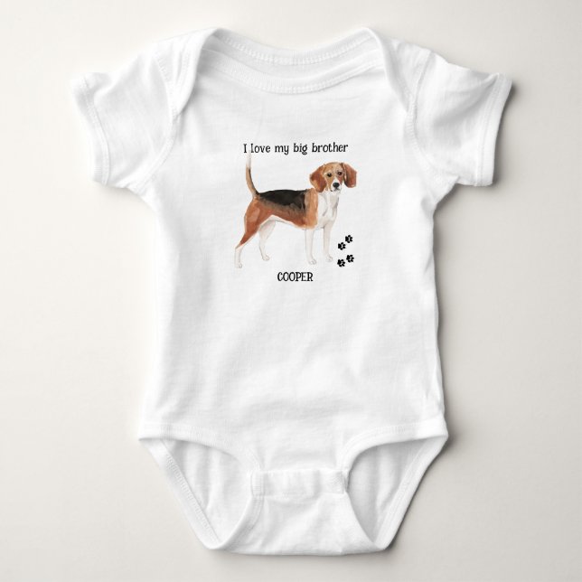 I Love My Big Brother Beagle Dog for Baby Bodysuit (Front)