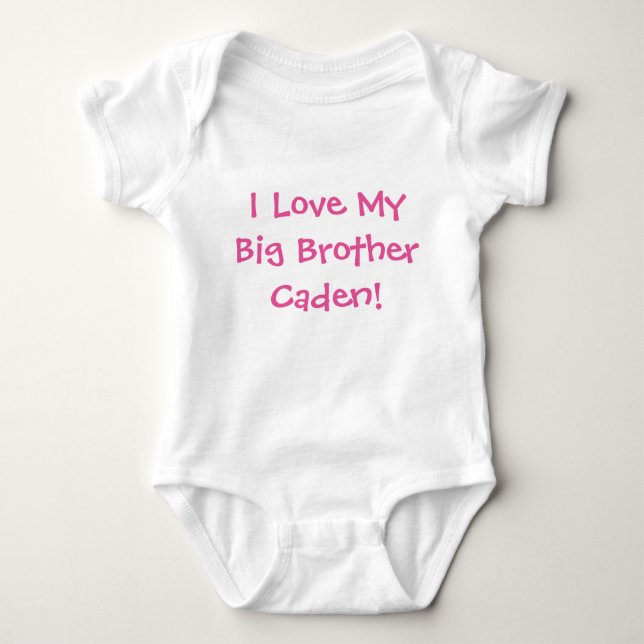 I Love My Big Brother Caden Baby One-Piece Outfit Bodysuit (Front)