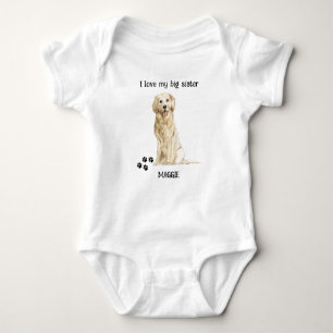 I Love My Big Sister Golden Retriever Dog Baby Baby Bodysuit