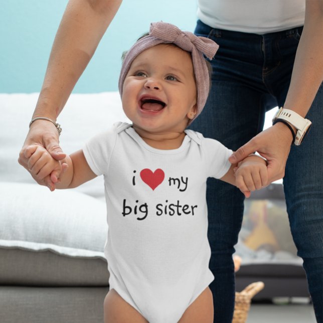 I Love My Big Sister Red Heart Baby Bodysuit (I Love My Big Sister Baby Bodysuit)