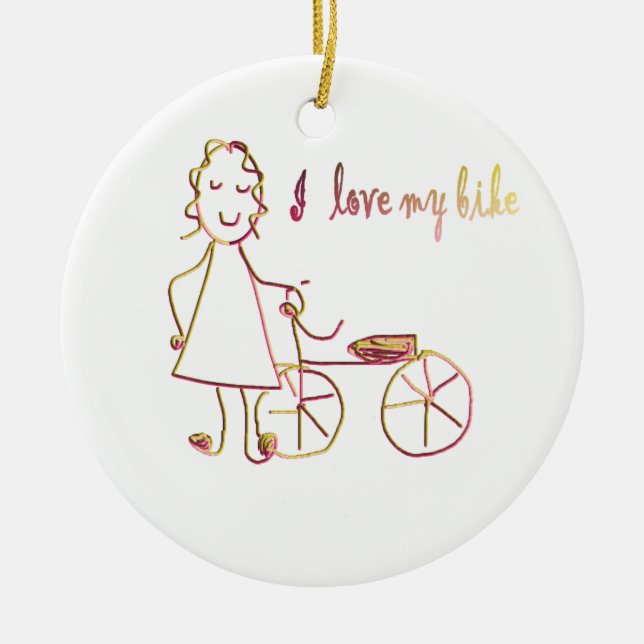 I love my bike ceramic ornament (Front)