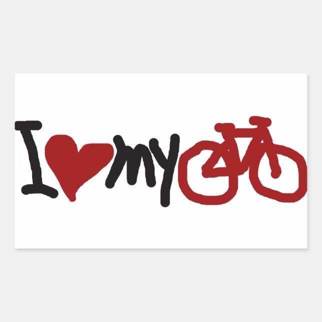 I love my bike rectangular sticker (Front)