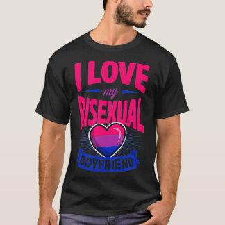 I Love My Bisexual Boyfriend Cute Bi Pride Anniver T-Shirt