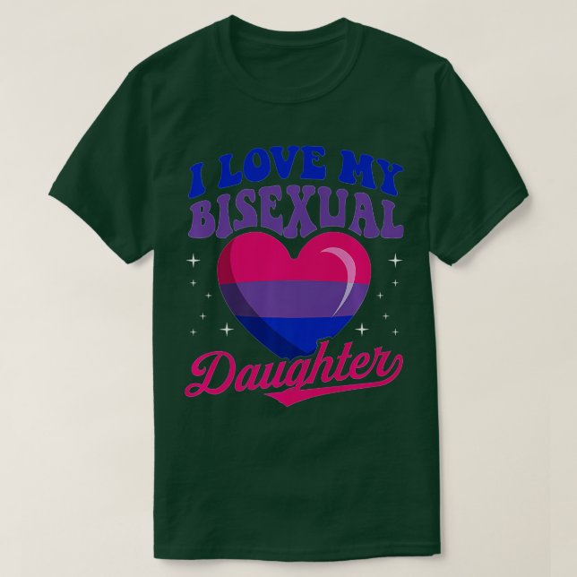 I Love My Bisexual Daughter Bisexual Pride Flag Ra T-Shirt (Design Front)