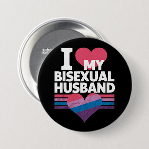 I Love My Bisexual Husband Bi Pride Bisexual Flag  Button