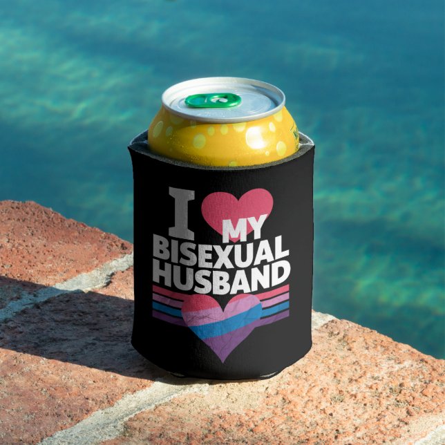 I Love My Bisexual Husband Bi Pride Bisexual Flag  Can Cooler (In Situ Pool)