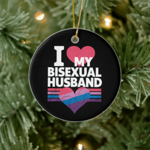 I Love My Bisexual Husband Bi Pride Bisexual Flag  Ceramic Ornament