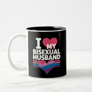 I Love My Bisexual Husband Bi Pride Bisexual Flag Two-Tone Coffee Mug