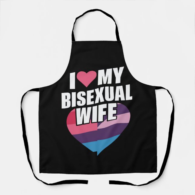 I Love My Bisexual Wife Bi Pride Bisexual Flag  Apron (Front)