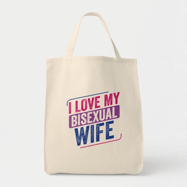  I Love My Bisexual Wife Bi Pride Bisexual Flag Tote Bag (Front)