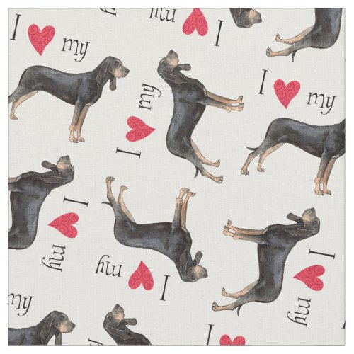 I Love my Black and Tan Coonhound Fabric