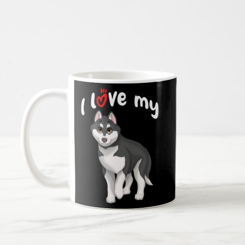 I Love My Black and White Siberian Husky Dog with  Coffee Mug