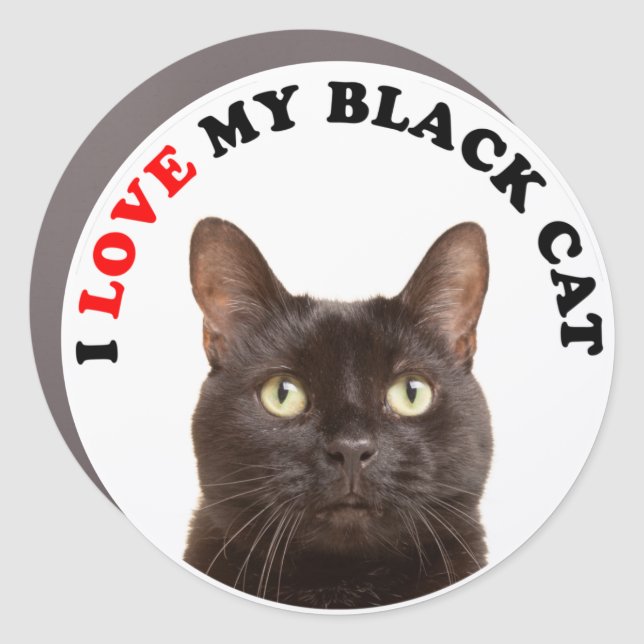 I Love My Black Cat Car Magnet (Front)