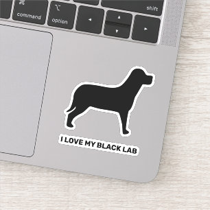 I Love My Black Lab Dog Silhouette Sticker