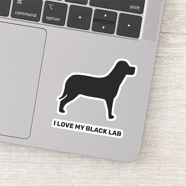 I Love My Black Lab Dog Silhouette Sticker (Detail)