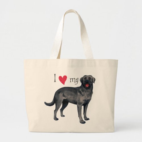 I Love my Black Lab Large Tote Bag