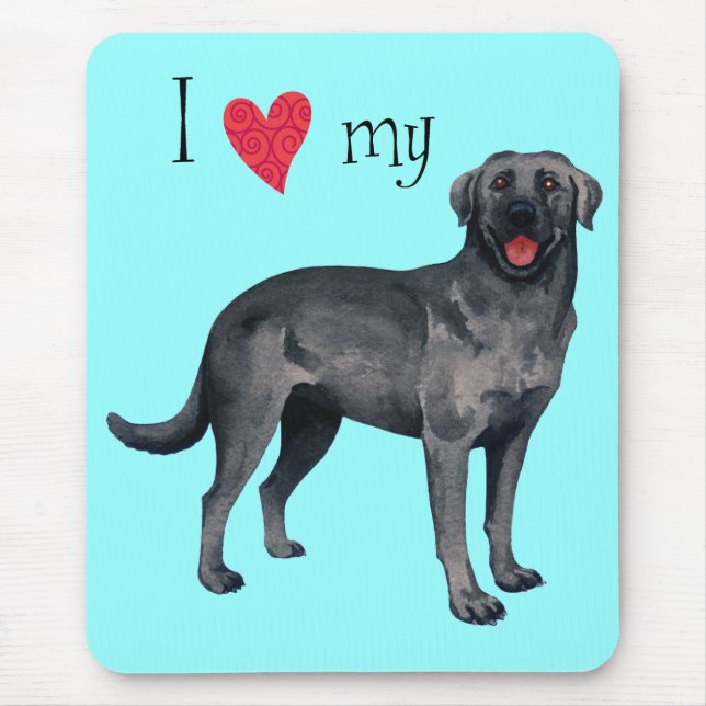I Love my Black Lab Mouse Pad (Front)