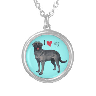 I Love my Black Lab Silver Plated Necklace