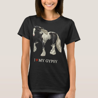I Love My Black Pinto Gypsy Vanner Horse  T-Shirt