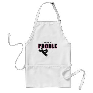 I Love My Black Poodle Adult Apron