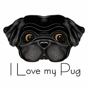 I Love My Black Pug Cute Black Pug and Love Quote Statuette