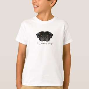 I Love My Black Pug Cute Black Pug and Love Quote T-Shirt