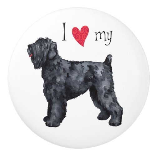 I Love my Black Russian Terrier Ceramic Knob