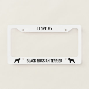 I Love My Black Russian Terrier Dog Silhouettes License Plate Frame