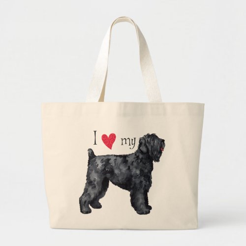 I Love my Black Russian Terrier Large Tote Bag