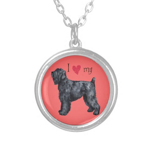 I Love my Black Russian Terrier Silver Plated Necklace