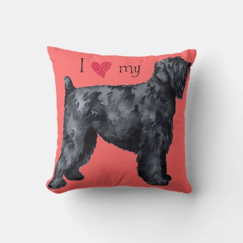 I Love my Black Russian Terrier Throw Pillow