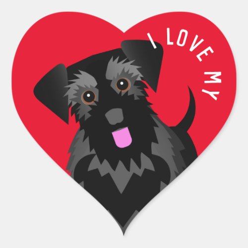 I Love My Black Schnauzer Miniature or Standard Heart Sticker